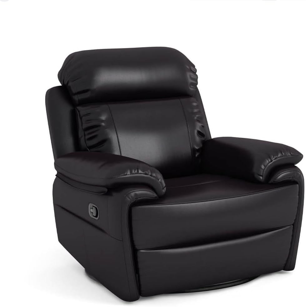 Bostonsofa Relaxsessel, 98x99x104 cm, Schwarz, Orlando Leder Relax Sessel mit Liegefunktion - ergonomisch