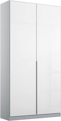 Kleiderschrank Rauch Möbel, 91 cm, Schwarz, Alabama, Schrank, Farbe Hochglanz Weiß/Seidengrau, Breite