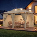 Devoko Pavillon, Beige, Garden 3x4 Wasserdicht Stabil Winterfest Deluxe Gazebo, UV-Schutz 50+ Doppellagiges Gril s mit seitenwänden