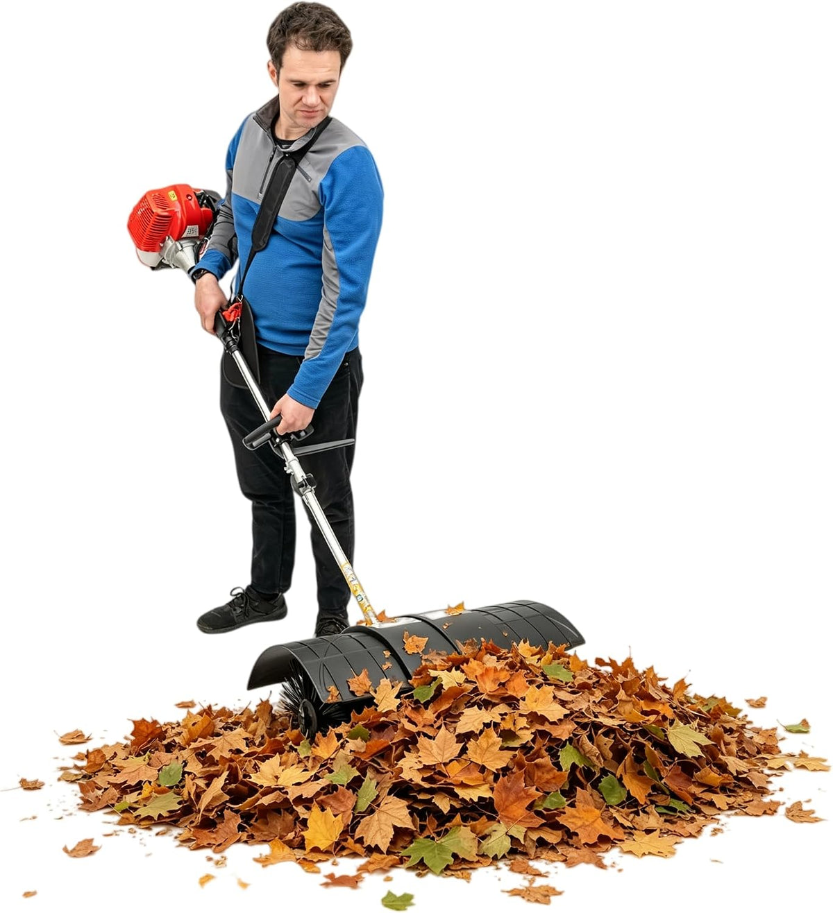 Jerool Schneefräse, 1,7 kW, PA6, Nylon, Schwarz, 52 CC Gasoline-Powered Broom Sweeper, kehrmaschine, Benz