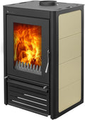 Klimaworld Kaminofen, 12 kW, Schwarz/Beige, EuroTeplo wasserführend Marbella Compact