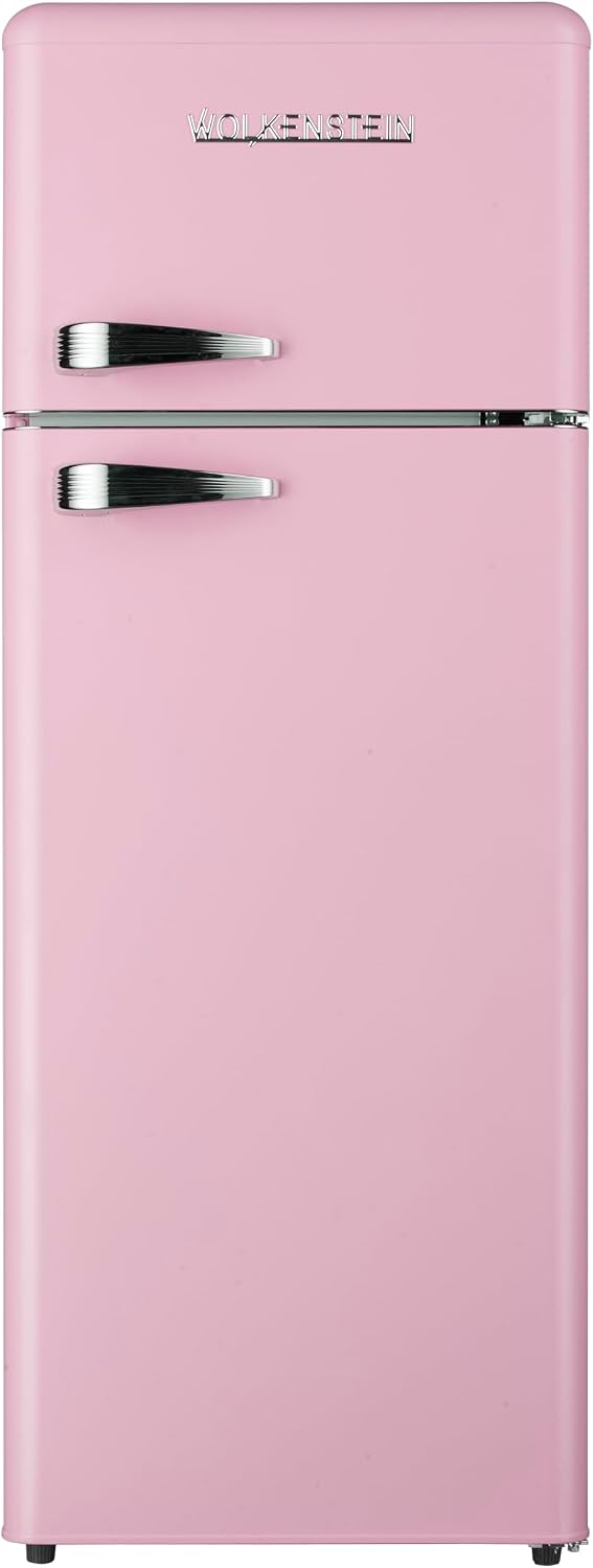 Wolkenstein Kühl-Gefrierkombination, 211 Liter, 39 Liter, Silber, Retro Kühl-Gefrier-Kombination Pink Glanz GK212.4RT SP
