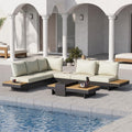 Sofa Homary, Schwarz, 6-Sitzer Garten Lounge Set mit Aluminiumrahmen und Teak