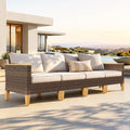 PHI VILLA Gartenmöbel-Set, Beige/Braun, 4‑Sitzer Rattan Gartenmöbel Set Balkonmöbel, Lounge Möbel Outdoor Gartenlounge Set