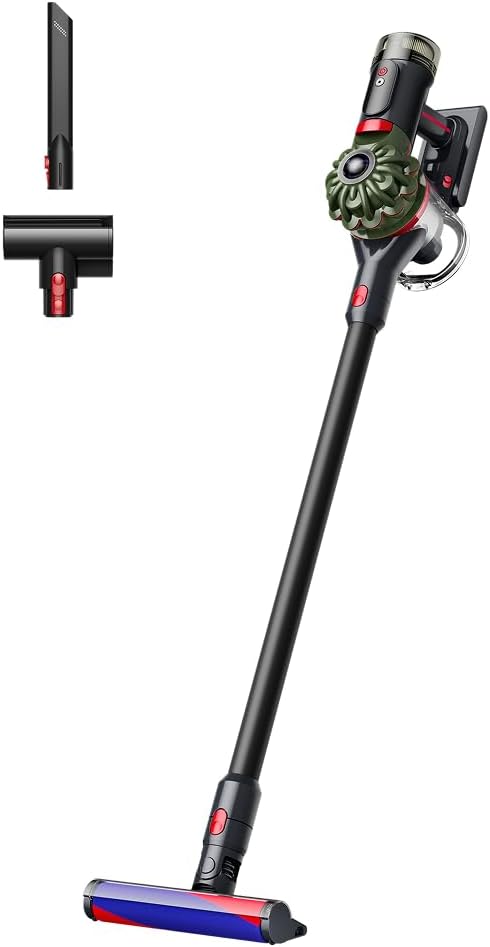 V8 Staubsauger, Schwarz/Rot/Grün, Dyson Cyclone kabelloser, 150 AW, 60 Minuten Laufzeit, Motorbar-Bürste mit Anti-Verhedderungs-Technologie