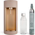 Mysoda Wassersprudler, 1 L, Transparent, Glassy aus Holzkomposit und Aluminium mit CO2-Zylinder