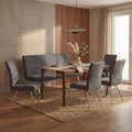 Mendler Sitzbank, 160 cm, Dunkelgrau/Silber, Esszimmer-Set HWC-G55 4er-Set Stuhl + - dunkelgrau
