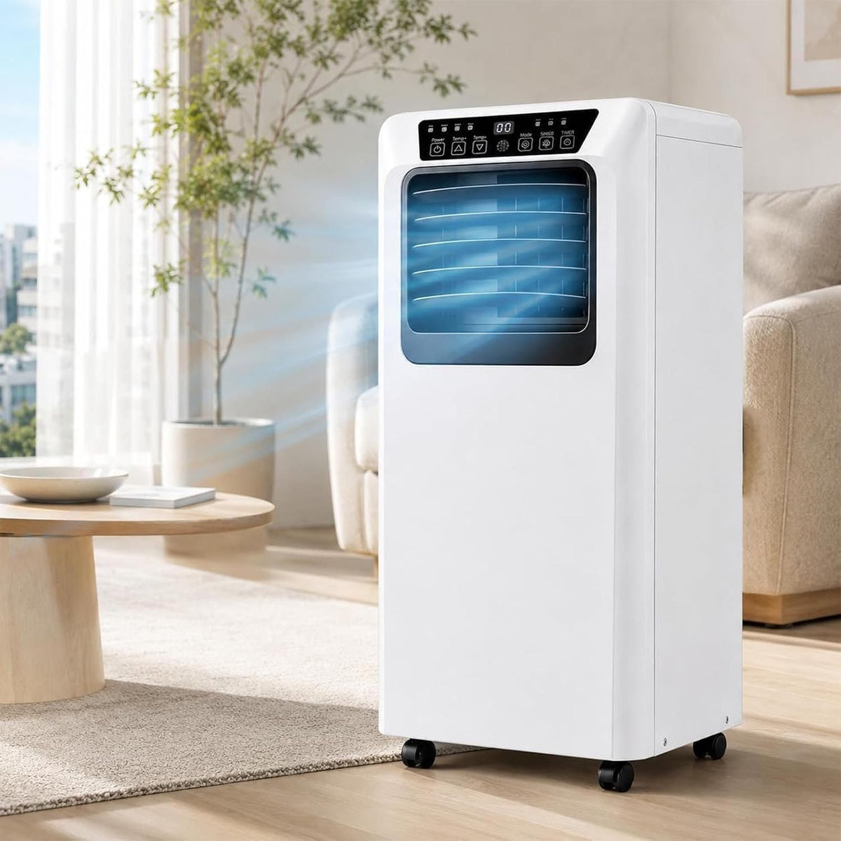 DUXMM Mobiles Klimagerät, ABS, Mehrfarbig, Mobile Klimaanlage 3-in-1 mit 24-Stunden-Timer (9000BTU)