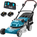 Makita Rasenmäher, 5,0 Ah, 18 V, Blau, DLM460PT2 Akku- 2 x /, 2 Akkus + Doppelladegerät