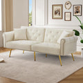 Dalred Sofa, Beige, Modernes 2-Sitzer-Schlaf, Samtbezug, Rückenlehne mit 3-stufiger Verstellung & vergoldete, belastbar platzsparend