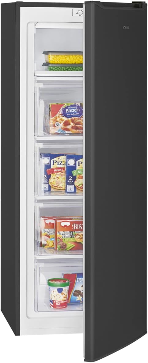 Bomann Gefrierschrank, 143 cm, 40 dB, 168 L, schwarz, I 4 Sterne-Gefrierfach I Temperaturbereich: ≤ -18°C I