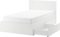 IKEA Bettrahmen, 120 x 200 cm, Weiß, MALM Bettgestell, hoch, mit 2 Aufbewahrungsboxen, /Luröy