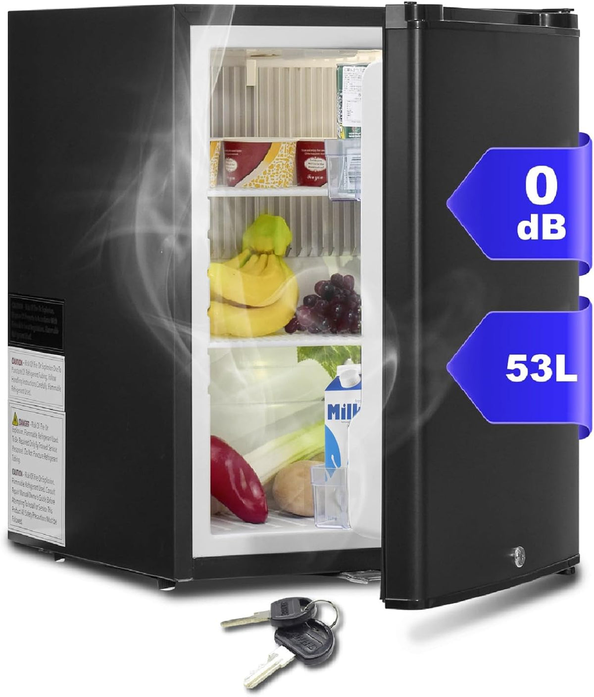 SMETA Kühlschrank, 230 V, 12 V, 53 L, Schwarz, Camping, Wohnwagen, Absorber mit Schloss für Camping, Wohnmobil, Auto