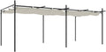 Mhdvray Gartenlaube, 589x292x230 cm, Creme, Pergola mit Schiebedach farben pulverbeschichteter