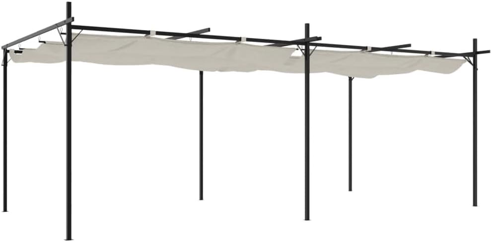 Mhdvray Gartenlaube, 589x292x230 cm, Creme, Pergola mit Schiebedach farben pulverbeschichteter
