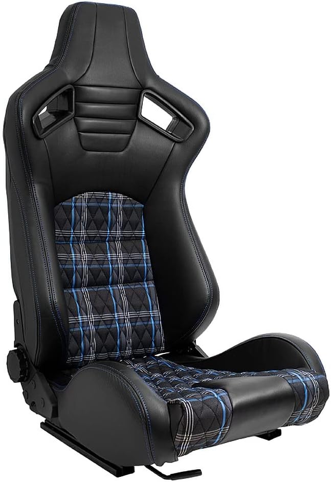 AUTO-STYLE Sitze, Schwarz/Blau, Sport 'GT' - Schwarz Kunstleder + Stoff in Blau Karomuster