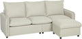 HOMCOM Sofa, 212 cm, Cremefarben, 3-Sitzer- mit Stauraum-Hocker, modulares Eck, modernes Design, gepolsterte Sitzfläche