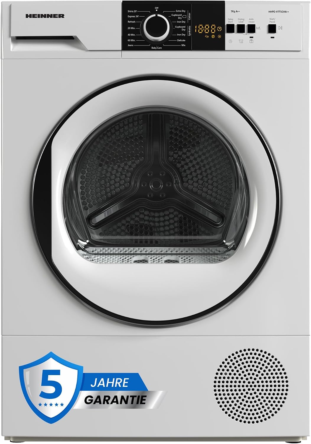 HHPD Wärmepumpentrockner, 9 kg, Weiß, V9T1CHA++, Energieeffizienzklasse A++, 15 Trockenprogramme, LED-Display, Leiser und Energiesparender Betrieb