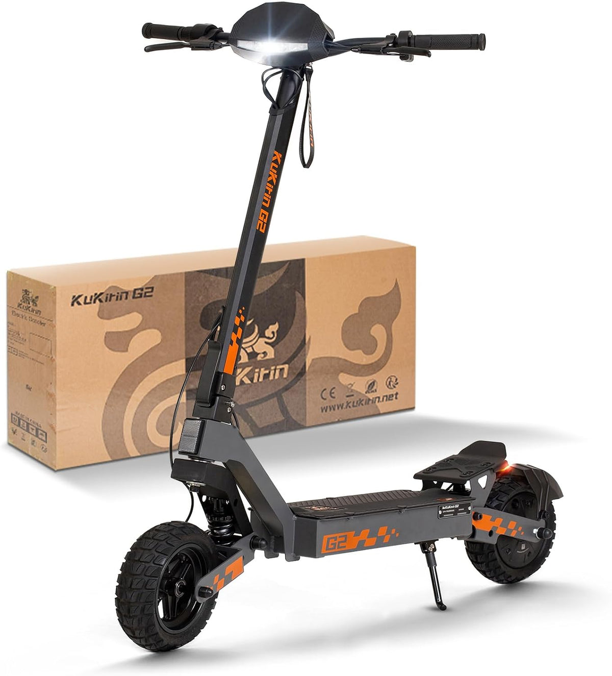 Kukirin E-Scooter, Schwarz/Orange, Elektro Elektroroller Erwachsene Elektroscooter, E Roller Offroad, Elektro Scooter Roller