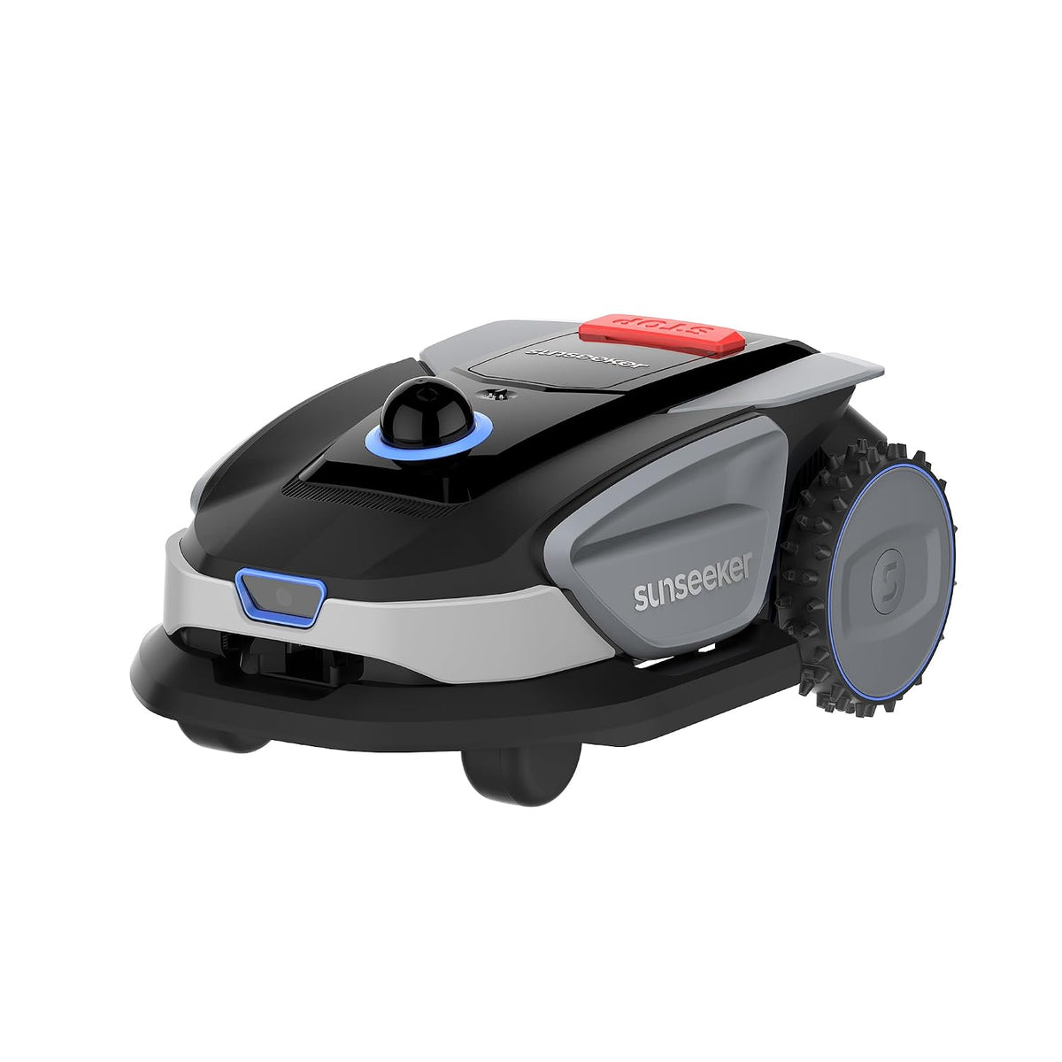 Sunseeker Mähroboter, Schwarz/Grau/Rot, S4 ohne Begrenzungskabel 1000㎡, 360° 3D LiDAR, KI Auto Kartierung, Setup-frei Rasenmäher Roboter