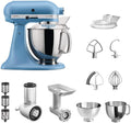 KitchenAid Küchenmaschine, Blau/Silber, Artisan Vintage Blue im Starter-Set inkl. Gemüseschneider, Fleischwolf und vielem Zubehör