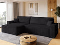 Sofa BROMARKT, 272x143x85 cm, Schwarz, mit Schlaffunktion Couch L Cordstoff Bettkasten Schlaf