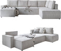 Sofa MIUFORM, 322x194x89 cm, Beige, Brave Dave mit Bettkasten, 8 Sitzer, U-Form rechts, Couch, Klapp mit Schlaffunktion