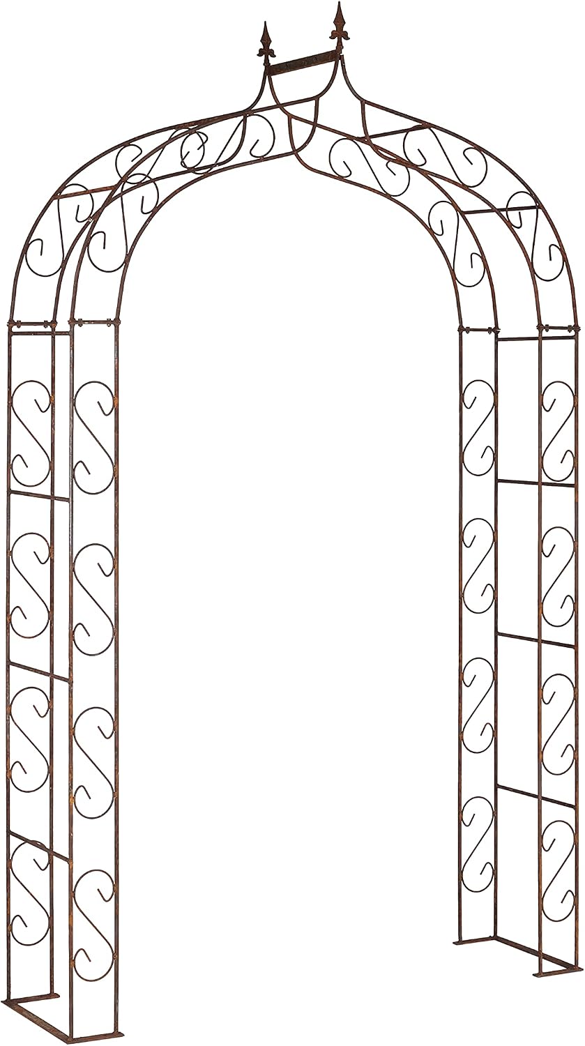 Hirsch Terracotta Rosenbögen, 140 cm, 245 cm, Rost, Rosenbogen aus Metall stabil mit Spitze, aus Vollmaterial mit Edel