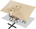 Devoko Markise, 300x400x260 cm, Beige, Sonnenschirm Balkon Alu Ampelschirm mit Abdeckung, Doppel Vordach Wasserabweisend Gartenschirm mit Kurbel