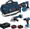 Bosch Professional Akkuschrauber, 5.0 Ah, 5.5 Ah, 18 V, 12 V, Blau/Schwarz/Rot, PRO System Combo-Kit: GSR -65, GBH -26