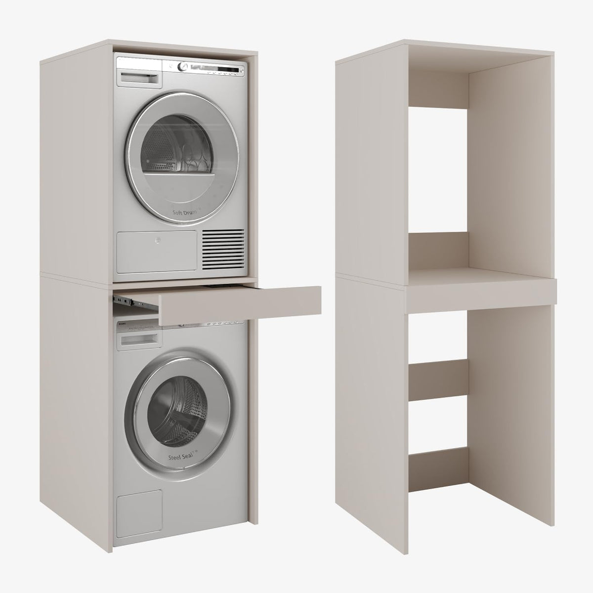 PLATAN ROOM Wäschetrockner, 187 x 65 x 66 cm, Kaschmir, Hochschrank Badschrank Waschmaschine Trockner Schrank, 66 cm breit)