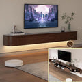 XDXINY TV-Schrank, 30 cm, Massivholz, Braun, Lowboard, TV-Medienkonsole, schwimmender, Wandmontage, mehrere große Aufbewahrungsmöglichkeiten