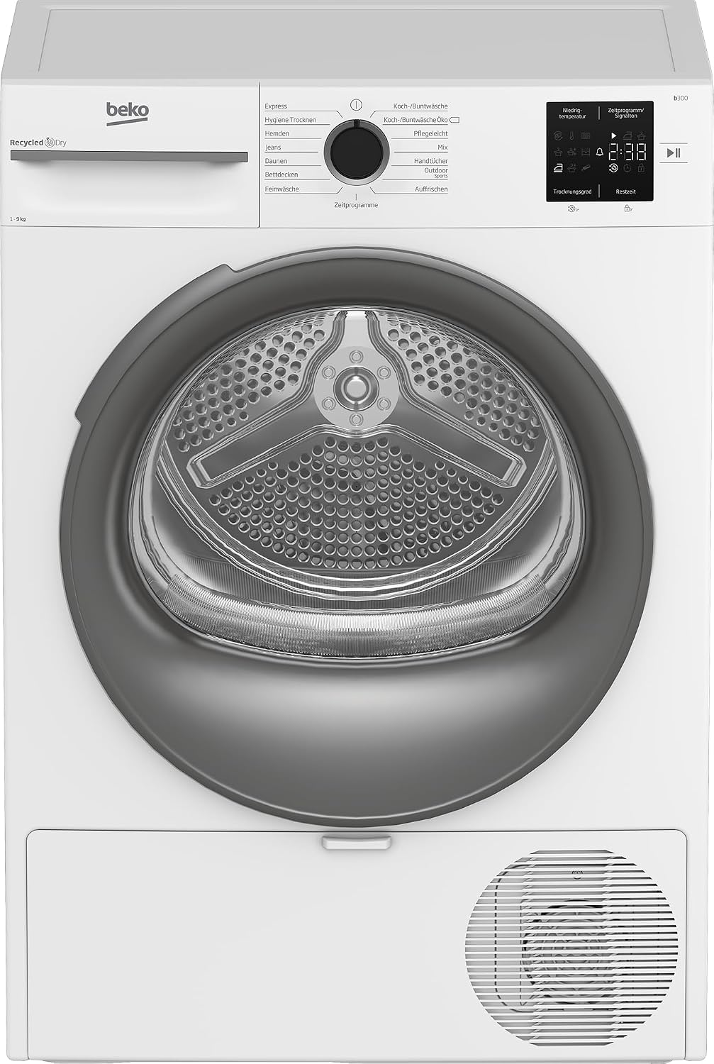 Beko Wäschetrockner, 9 kg, Weiß, BM3T39210W1 Wärmepumpentrockner, allergikergeeignet, Hygiene Trocknen & Hygiene Auffrischen