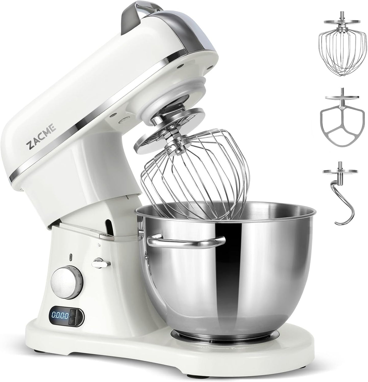 ZACME Stand Mixers, 800 W, 8 L, Weiß/Silber, Dough Hook