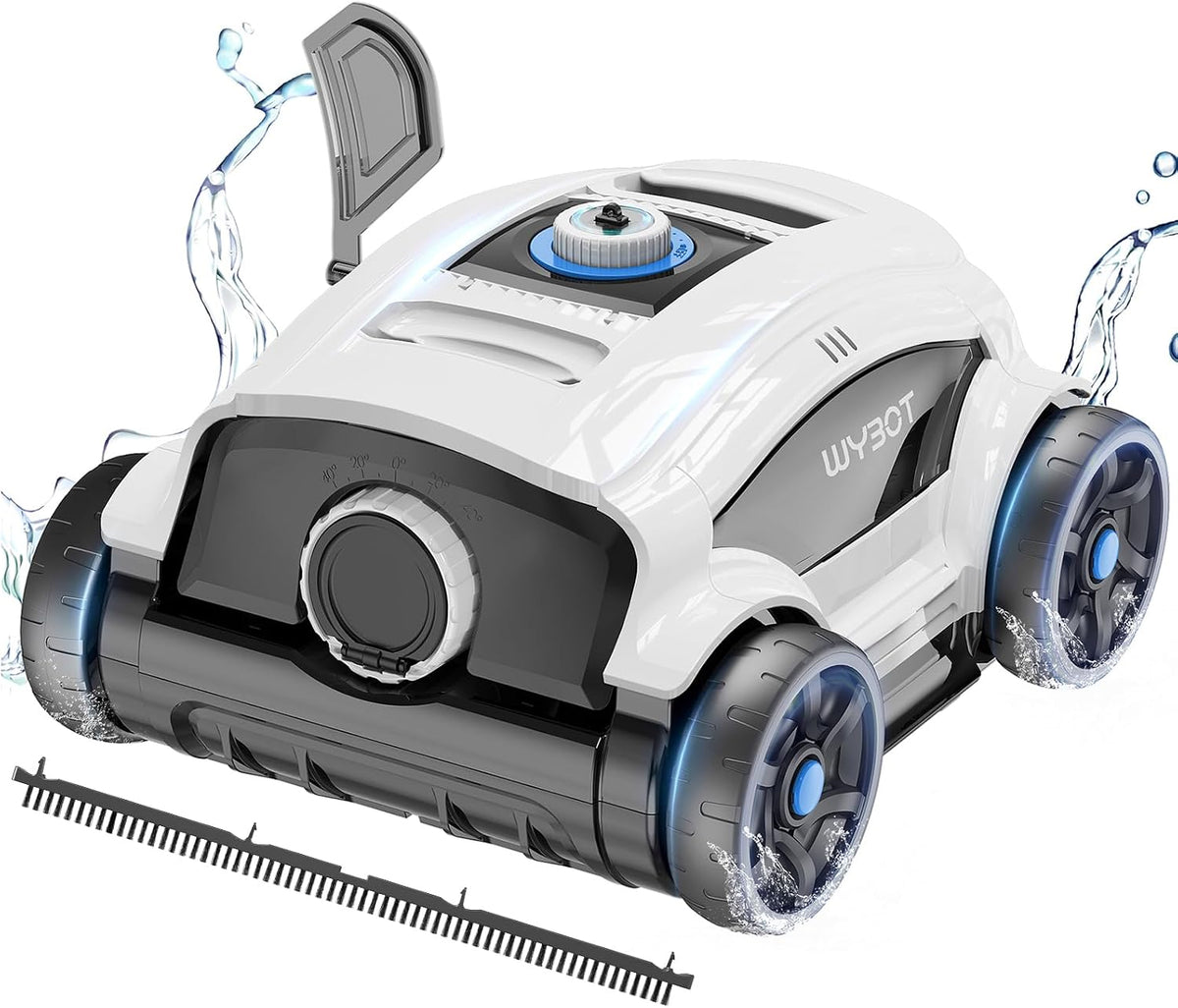 WYBOT Poolroboter, 100m, Schwarz, Akku für 130 Minuten Betrieb, Poolsauger mit Starke Leistung, Dual-Antriebsmotoren
