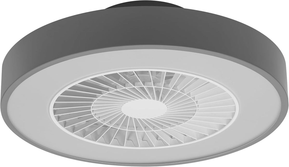 Osram Deckenventilator, 78 W, grau, WiFi mit LED Lampe, Lichtfarbe warmweiß bis tageslichtweiß, 2500 Lumen, WiFi-Steuerung & Fernbedienung