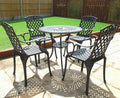 Lazy Susan Essgruppe, 80 cm, beige, Runder Anna Gartentisch in Antik Bronze mit 4 Rose Stühlen, Nachhaltiges Sandguss-Aluminium