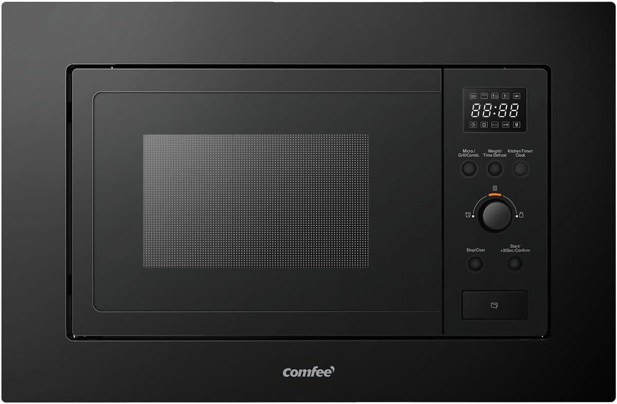Comfee Mikrowelle, 20 Liter, 800 W, Schwarz, ' Digitaler Einbau-, Grill, 5 Leistungsstufen, 8 automatische Menüs