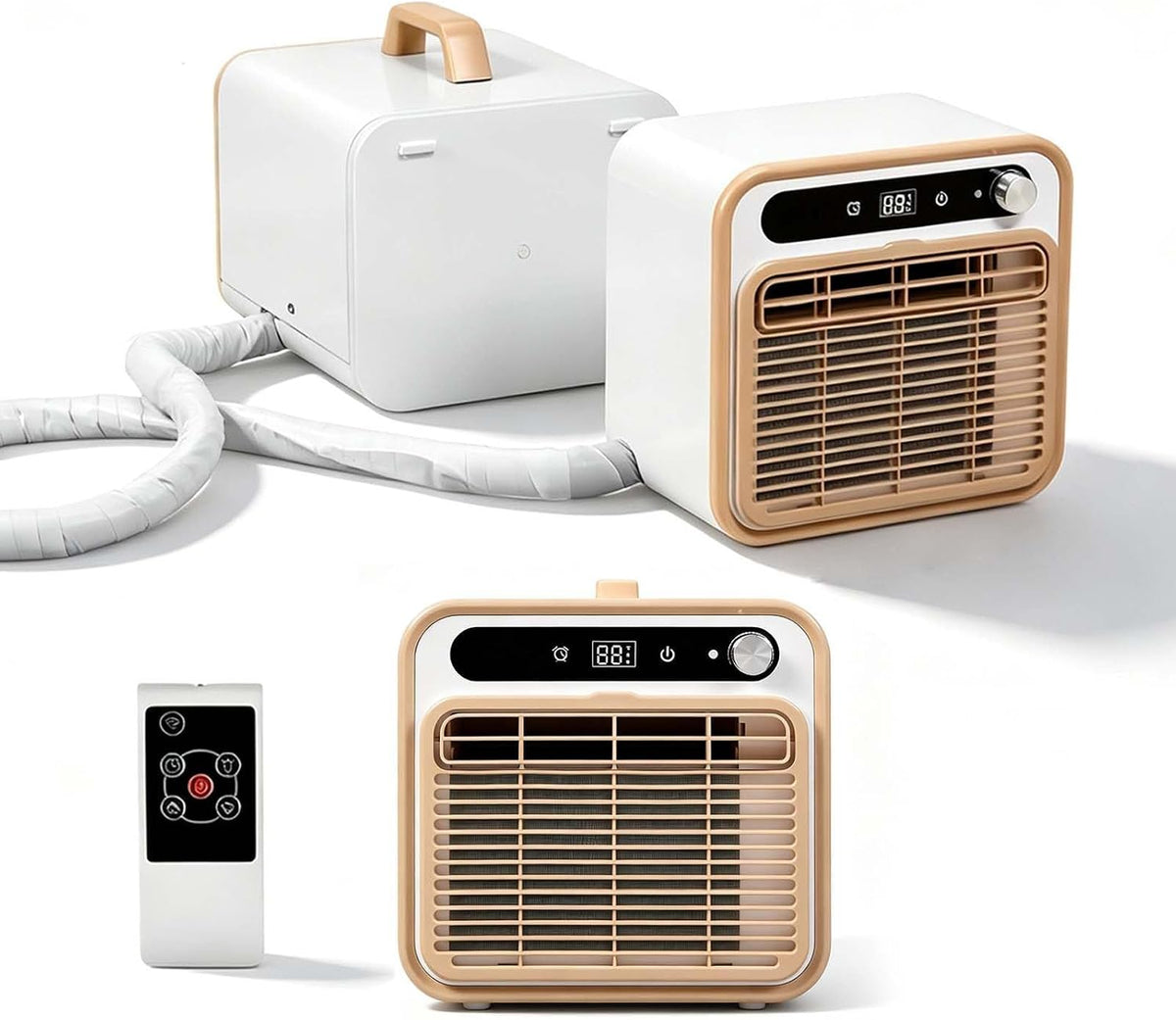 QFGain Mobiles Klimagerät, unter 40 dB, 1M, Weiß, Tragbare Klimaanlage für Campingzelte, Steuerung per Touchscreen