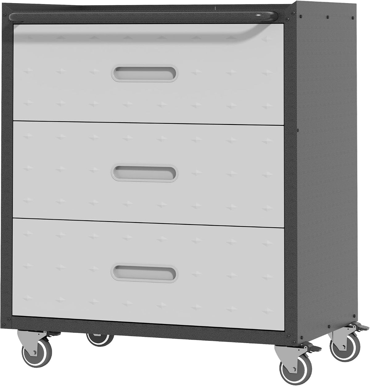 BIZOEIRON Werkzeugschränke, Schwarz/Grau, Werkzeugschrank, Metallschrank mit Rädern, Garagenschrank mit 3 Schubladen