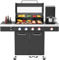 El Fuego Gasgrill, Schwarz/Silber, 'KINGSTON', 4 + 1 Brenner, Infrarotbrenner, inkl. 2 Hochleistungsbrenner, LED-Beleuchtung