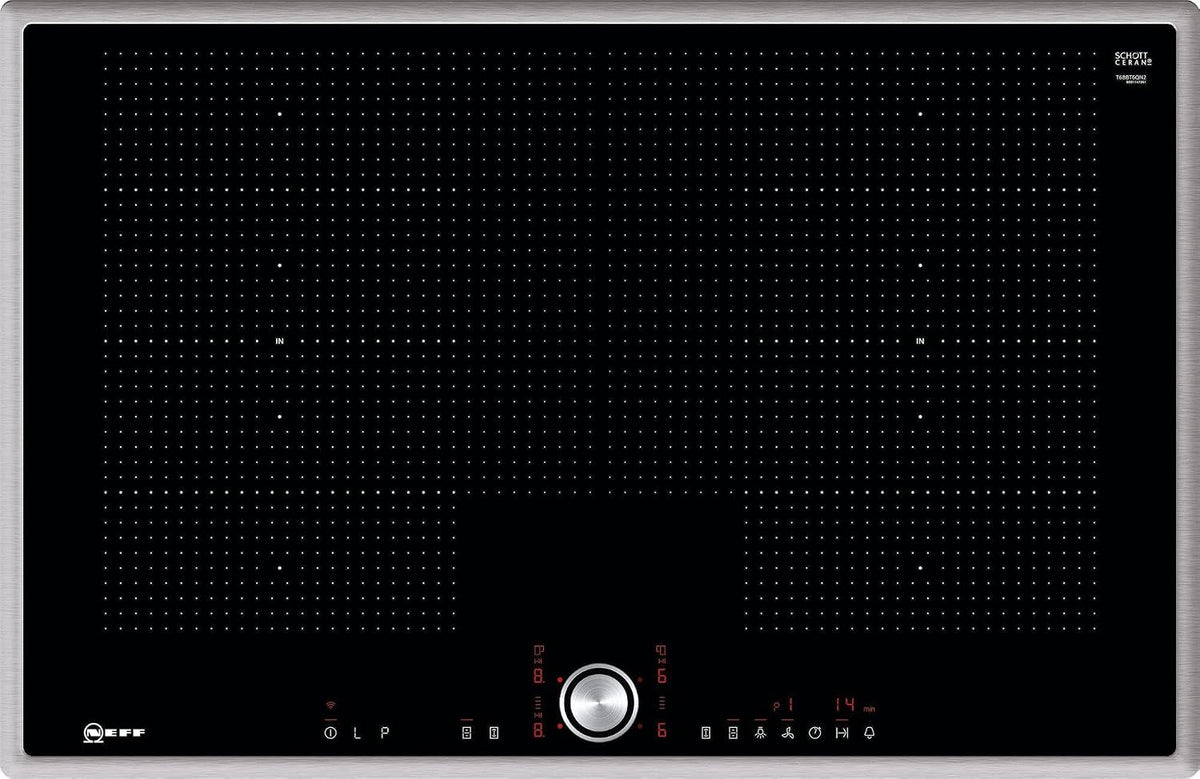 Neff Kochfeld, 80 cm, Schwarz/Silber, T68BT6QN2, N 70, Induktions, Autarkes, TwistPad, FlexInduktion, PowerMove