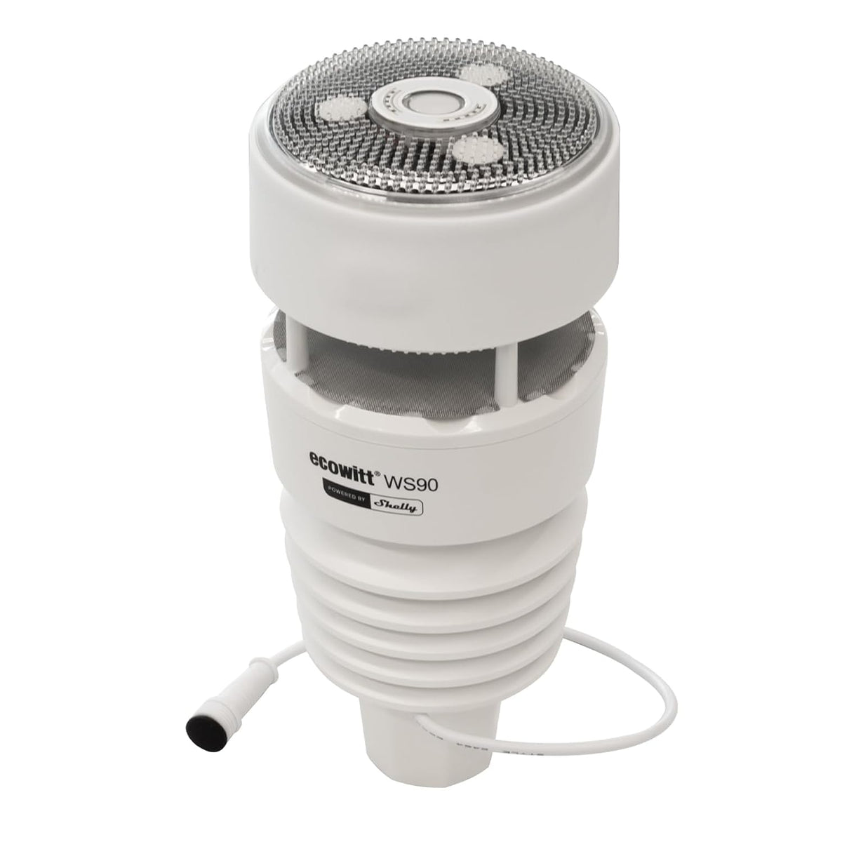 ECOWITT Wetterstationen, Schwarz, WS90 7-in-1-Funk-Außensensor mit, piezoelektrischem Regenmesser, Licht-, UV- und Thermo-Hygrometersensoren