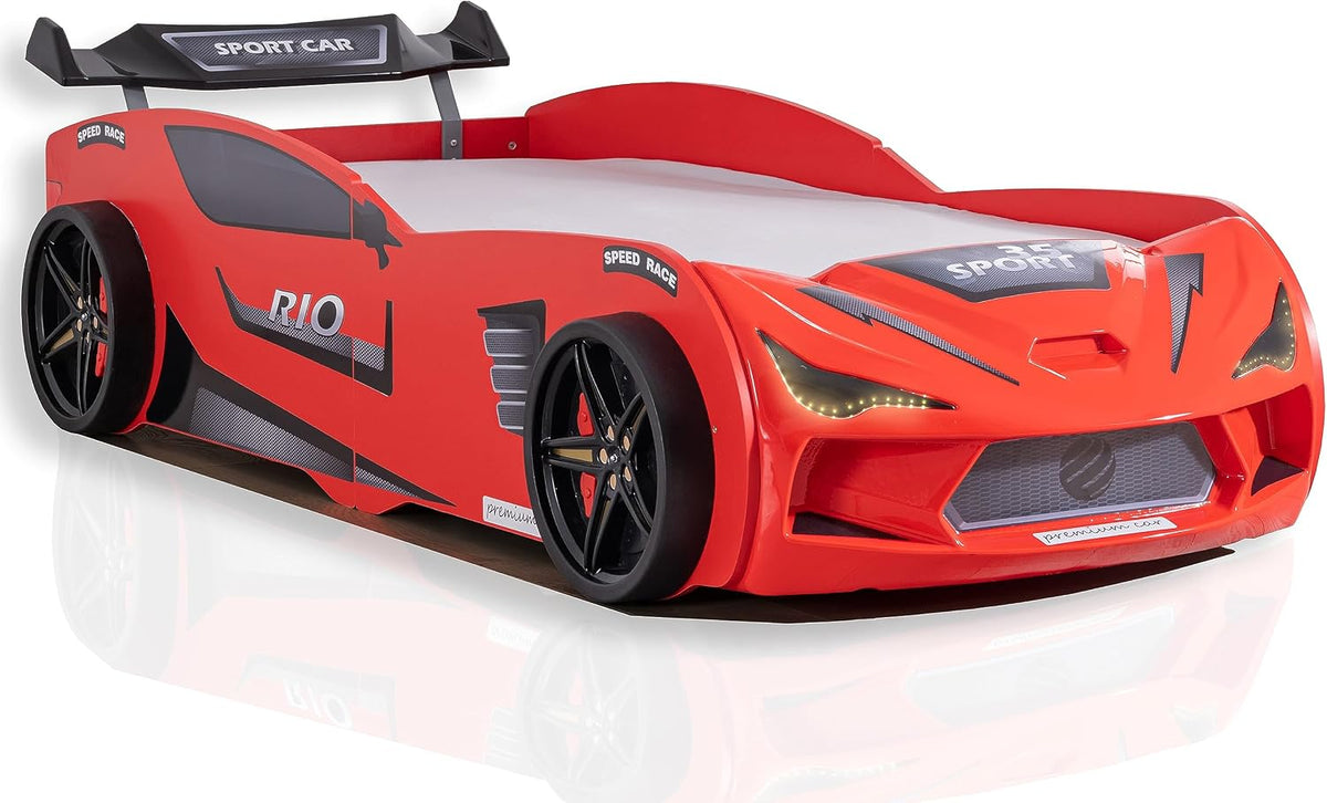 Aileenstore Bett, Rot, Auto Kinder Kinder Rio 90x200 Rennwagen inkl. Lattenrost, ohne Sportsitze)