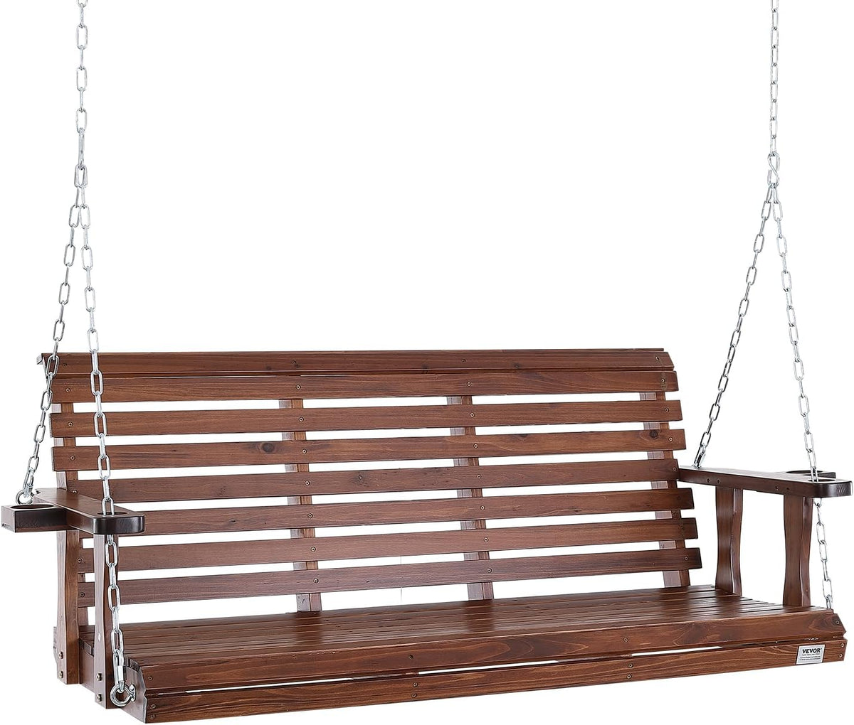 VEVOR Schaukelstuhl, 150 cm, 400 kg, Braun, Veranda-Schaukel aus Holz, Terrassenbank-Schaukel für Hof und Garten