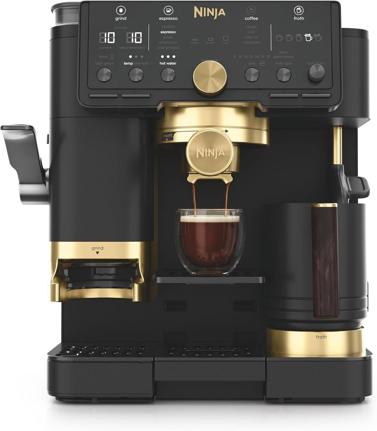 Ninja Kaffeemaschine, Schwarz/Gold, Luxe Café Pro David Beckham 3-in-1- Schwarz und Gold