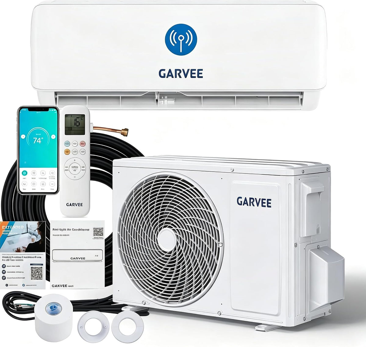 GarveeMore Split-Klimaanlage, Weiß, Fest installierte, 12000 BTU